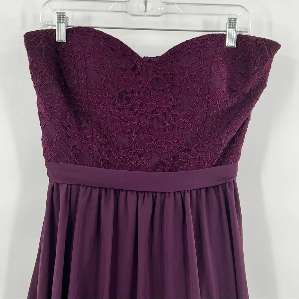 Mori Lee Madeline Gardner purple strapless dress size 8